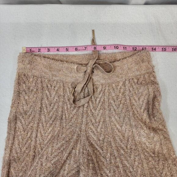 Jason Wu Women's Med Cable Knit Drawstring Wide Leg Pants Comfort Taupe Heather - Picture 3 of 6